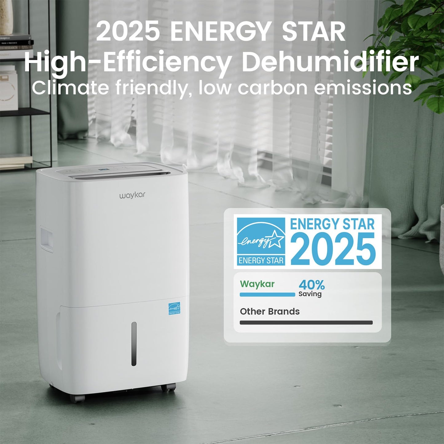Waykar 80 Pints 2025 Energy Star Dehumidifier for Spaces up to 5,500 Sq. Ft for Basement and Home, Large Room with Drain Hose and 1.14 Gallons Water Tank 🍁 All In One Marketplace Canada