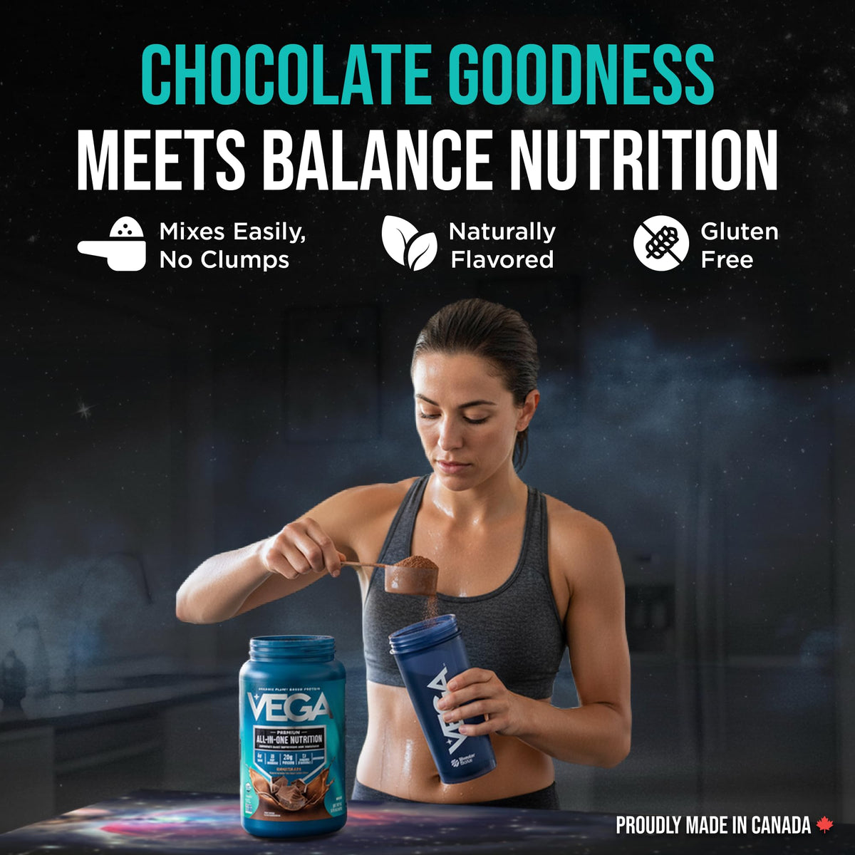 Vega Premium All-in-One Nutrition Protein Powder – 20g Plant-Based Vegan Protein, Vitamins & Probiotics, Chocolate, 876g (19 Servings) 🍁 All In One Marketplace Canada