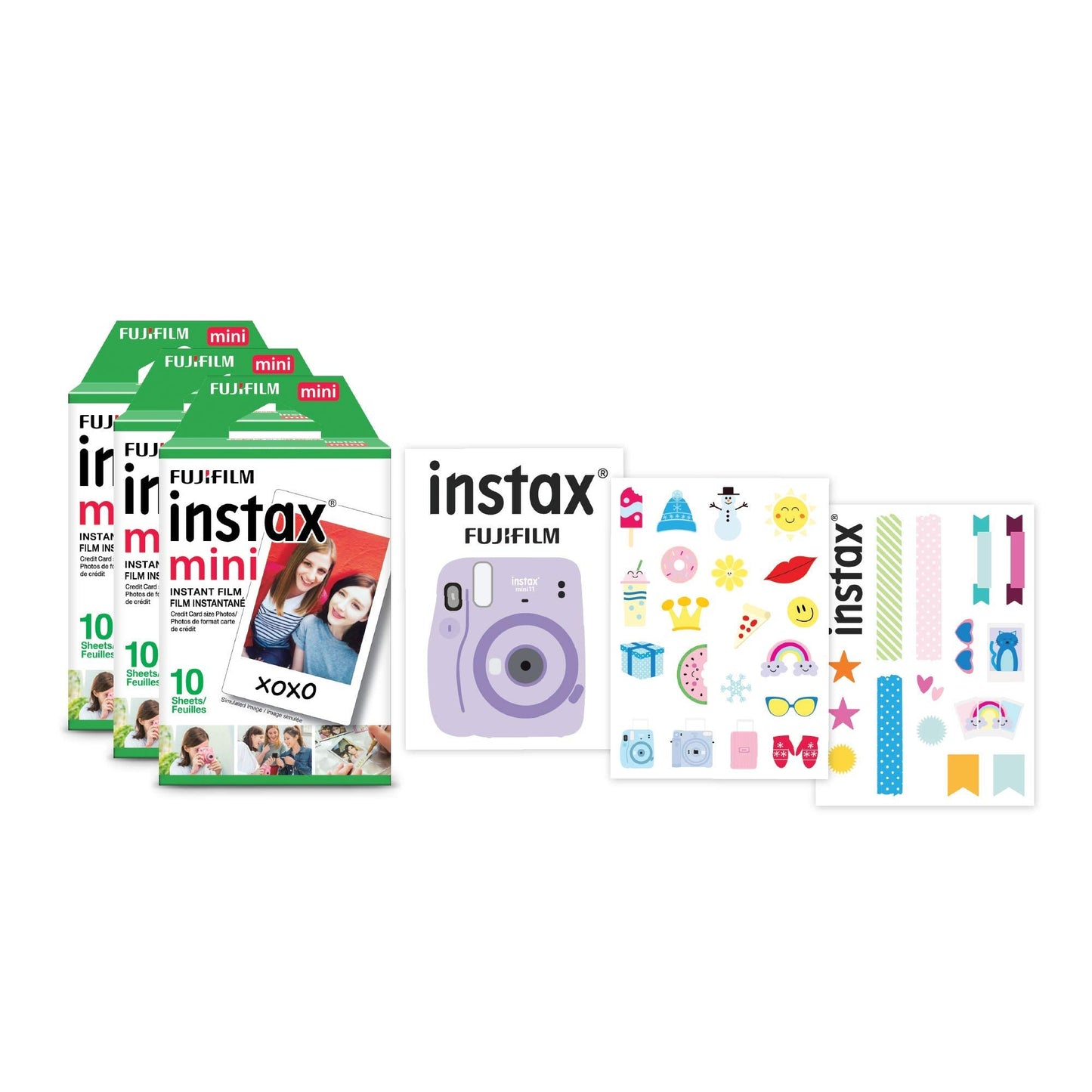 Fujifilm Instax Mini Film, 3 Pack with Stickers (30 exposures) White 600022104 🍁 All In One Marketplace Canada