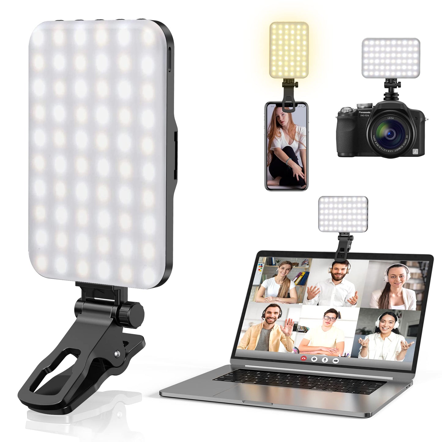 Anautin Selfie Light, 60 LED 2200mAh Rechargeable Clip Fill Video Light (Black) 🍁 All In One Marketplace Canada
