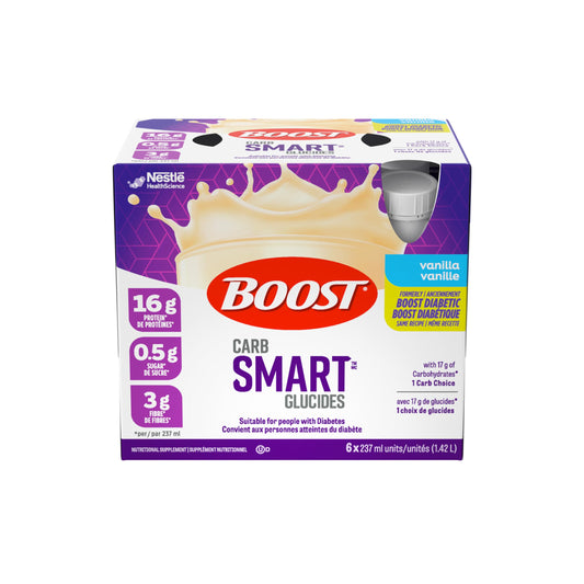 BOOST CarbSmart Vanilla, High Protein, Low Sugar, 24 Vitamins & Minerals, Nutritional Supplement, 16g Protein, 0.5g Sugar, Kosher, Gluten-free, Suitable For Diabetics, 24 Bottles, 6 kg 🍁 All In One Marketplace Canada