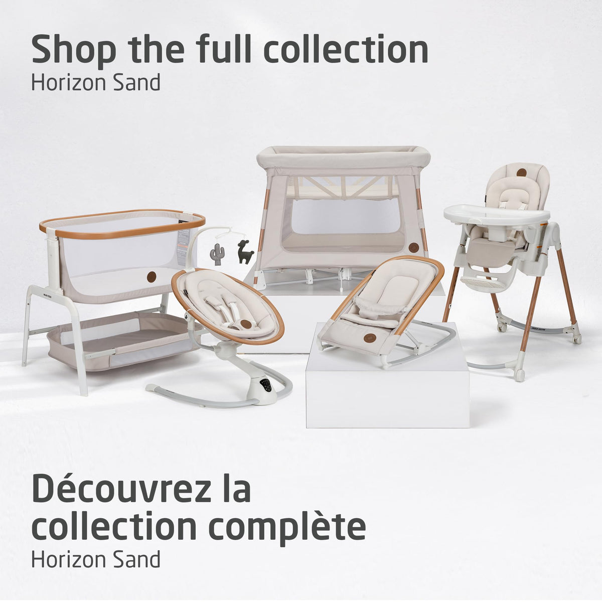 Maxi-Cosi Cassia Baby Swing, infant swing, automatic motion sensor, music, toys, recline, portable, 360 degree rotation, lightweight & foldable, Horizon Sand 🍁 All In One Marketplace Canada