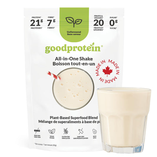 Good Protein Vegan Plant-based Protein Powder 100% Natural, Non-GMO, Dairy-free, Gluten-free, Soy-free, No Added Sugar and Nothing Artificial. Unflavoured All-in-One Shake 800 grams 🍁 All In One Marketplace Canada
