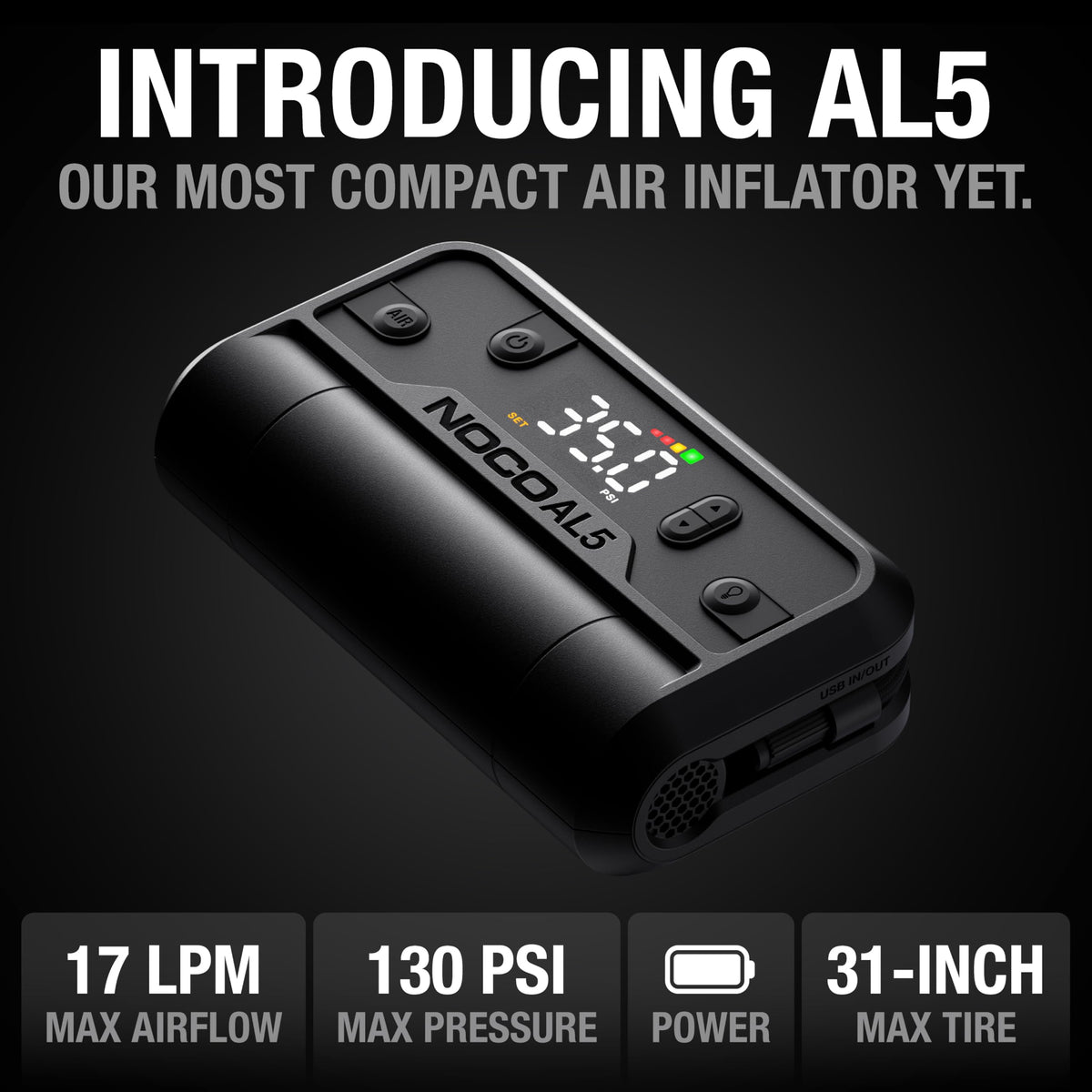 NOCO Air AL5 17 LPM 12V Cordless Tire Inflator & Portable Air Compressor 🍁 All In One Marketplace Canada