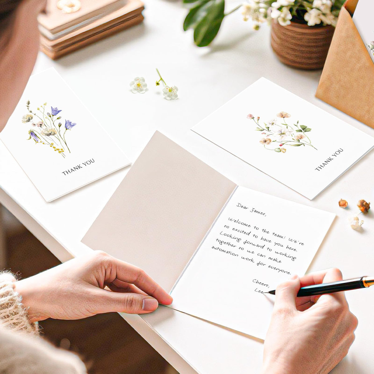 Thank You Cards with Envelopes - 32 Pack Wildflower Blank Cards With Adhesive Envelopes & Matching Stickers Perfect for Wedding, Bridal Showers, Baby Showers,Birthday, All Occasion 🍁 All In One Marketplace Canada