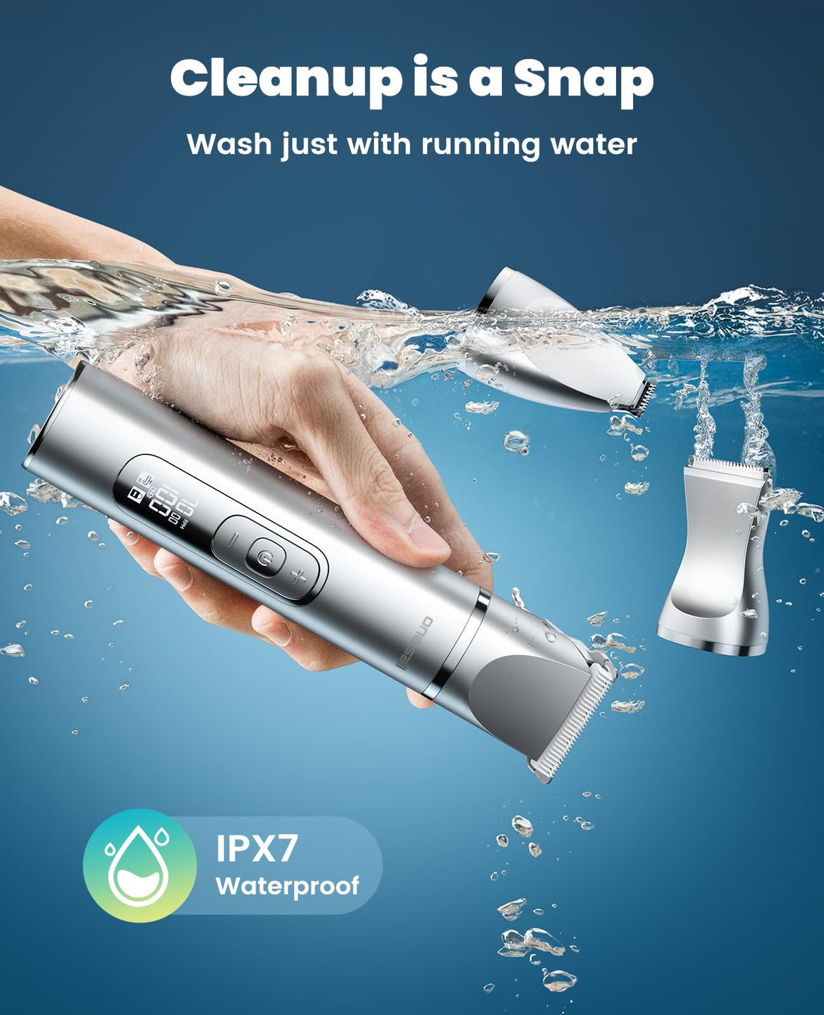 oneisall 4 in 1 Dog Grooming Kit with LCD Display, Dog Hair Trimmer for Paw Nail Grinder, Rechargeable Cordless Low Noise IPX7 Waterproof Pet Clippers 🍁 All In One Marketplace Canada