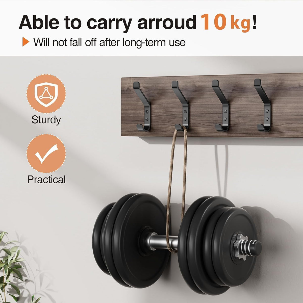 susswiff 10-Pack Coat Hook for Hanging, 10KG (Max), Stainless Wall Hooks for Towel, Hat, Backpack, Key, Clothes, Wall Mounted Coat Hanger for Closet, Black 10 CM 🍁 All In One Marketplace Canada