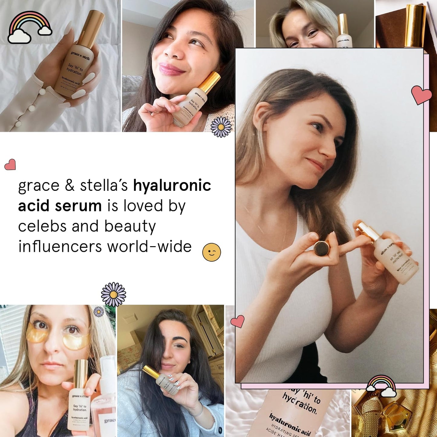 grace & stella Award Winning Hyaluronic Acid Serum for Face (50ml, 2-pack) Hydrating Hyaluronic Acid - Acide Hyaluronique Face - Glass Skin - Anti Aging Serum to Hydrate, Remove Fine Lines, Wrinkles, Skin Texture 🍁 All In One Marketplace Canada