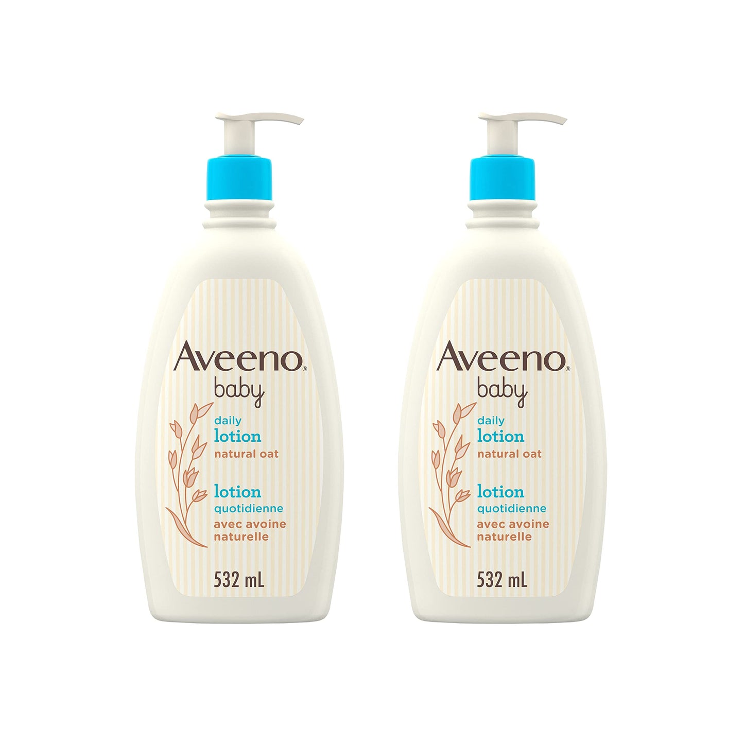 Aveeno Baby Lotion, Daily Moisturizing Cream for Sensitive Skin, Natural oat, Fragrance Free, Paraben Free, Pack of 2 (1064 ml Total) 🍁 All In One Marketplace Canada