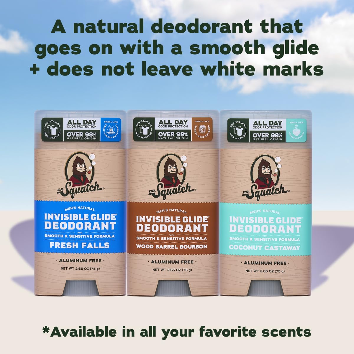 Dr. Squatch Invisible Glide Natural Deodorant – Smooth Glide with No Stains – Aluminum Free & Dermatologist-Tested Formula Suits Sensitive Skin – Fresh Falls + Wood Barrel Bourbon – 2.65oz (2-Pack) 🍁 All In One Marketplace Canada