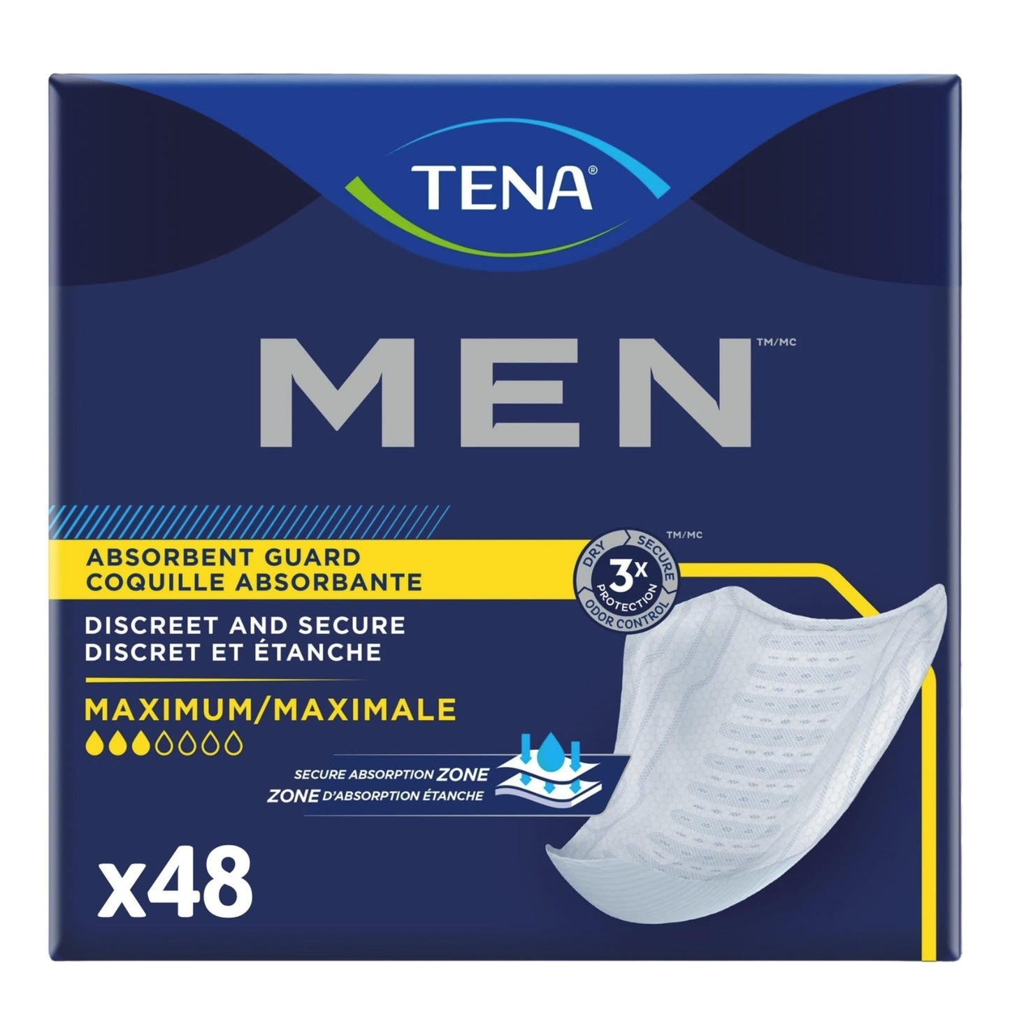 TENA Men Incontinence, Discrete Disposable, Guards, Comfortable Fit, Maximum Absorbency Protection, Universal Fit, 48 Count 🍁 All In One Marketplace Canada