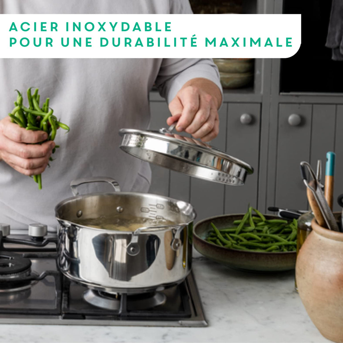Jamie Oliver by Tefal Nonstick Coated Stainless Steel Pan Set 9.5" & 11", Induction Compatible, Oven Safe up to 500°F, Chef's Stainless Steel Skillet, Frying Pan, Kitchen Essentials, Silver 🍁 All In One Marketplace Canada