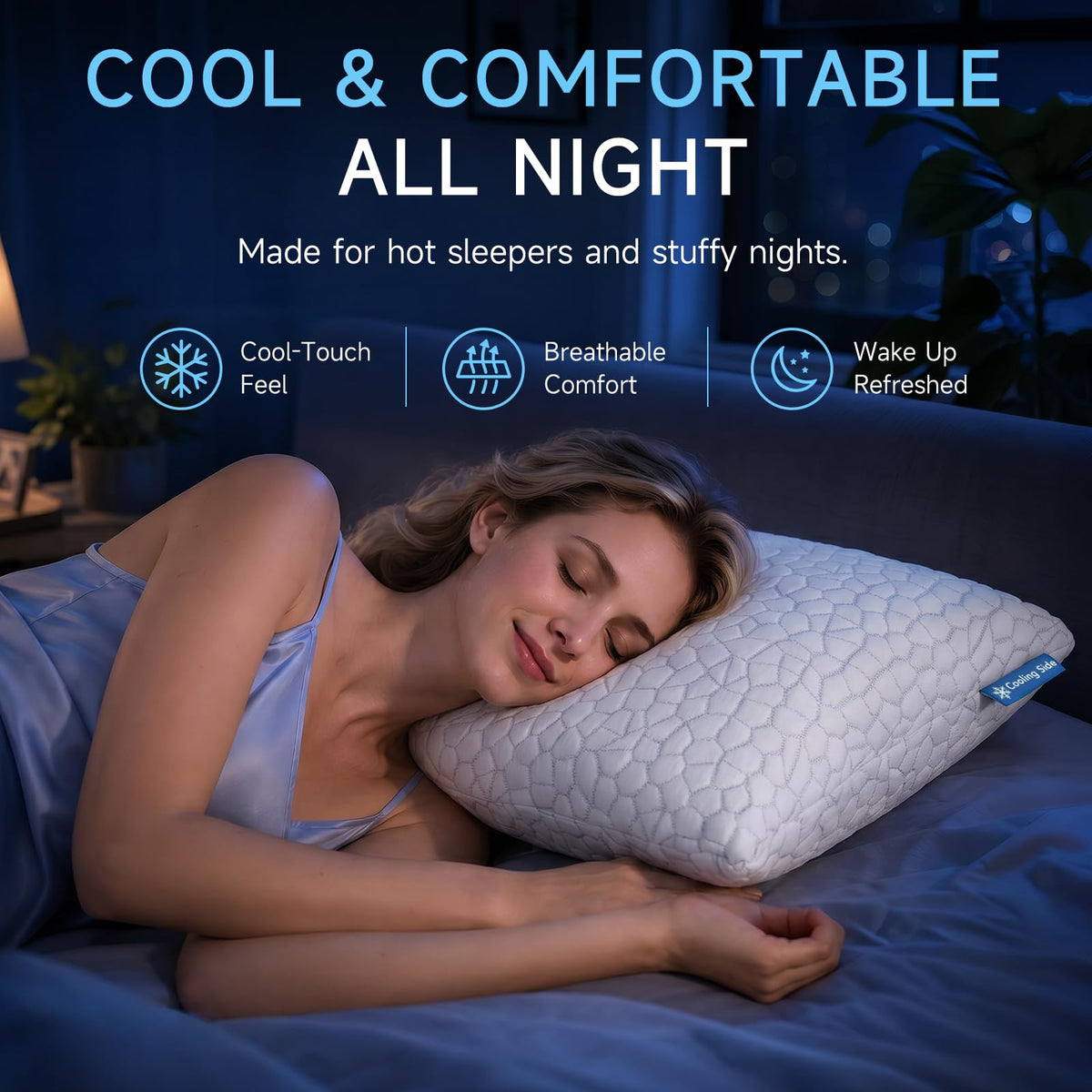 Cooling Memory Foam Pillows Queen Size Set of 2, Adjustable Shredded Foam Bed Pillows for Sleeping, Soft Support Pillows for Side & Back Sleepers with Breathable Dual-Sided Soft & Cooling Fabric 🍁 All In One Marketplace Canada