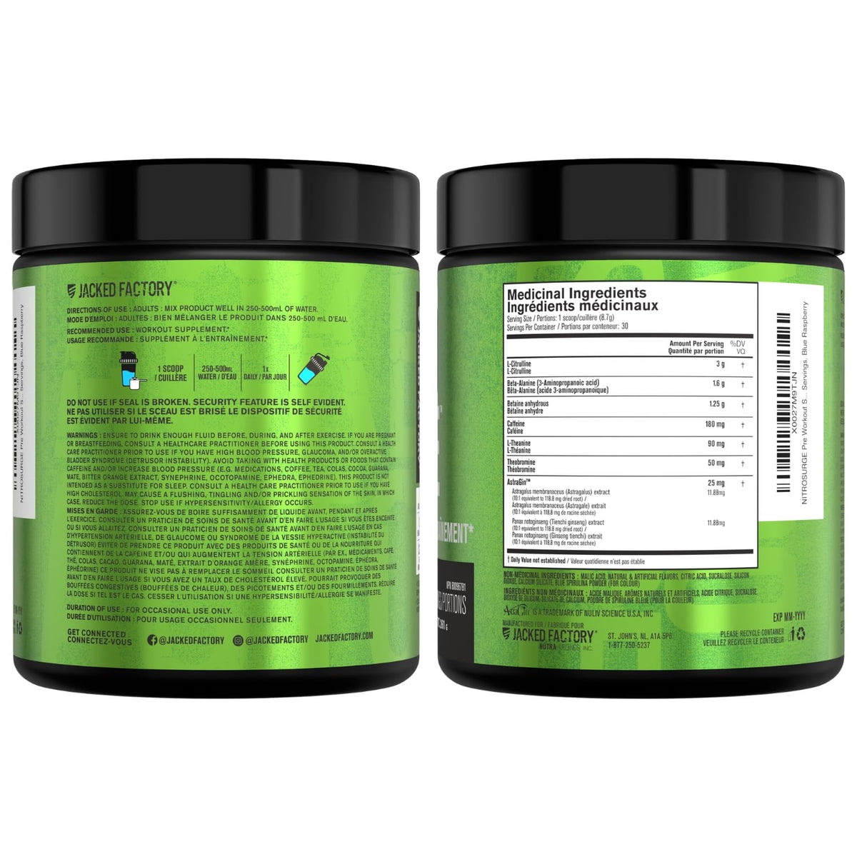 NITROSURGE Pre Workout Supplement - Endless Energy, Instant Strength Gains, Clear Focus, Intense Pumps - Nitric Oxide Booster & Powerful Preworkout Energy Powder - 30 Servings, Blue Raspberry 🍁 All In One Marketplace Canada