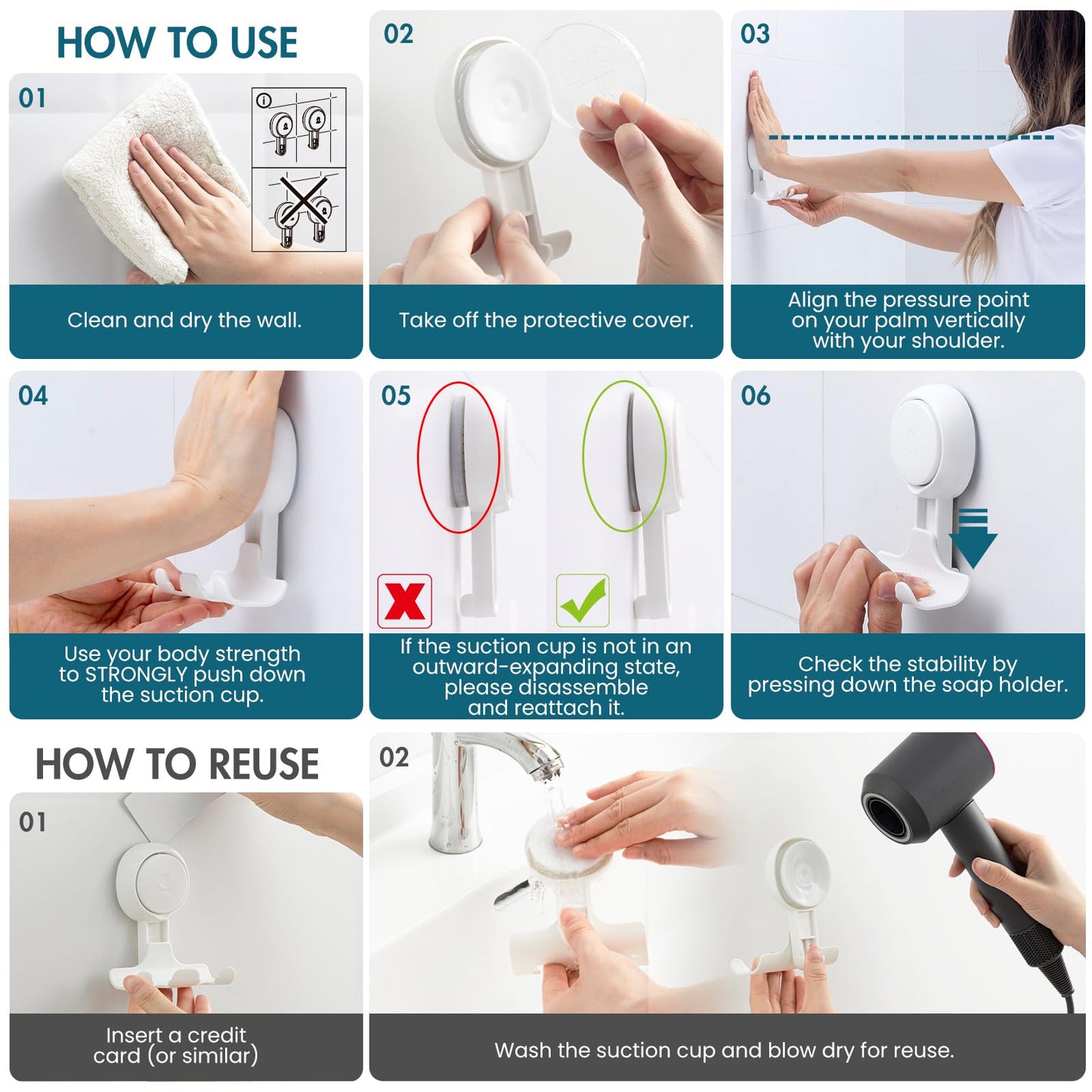 TAILI Shower Razor Holder Suction Cup, Vacuum Hanger Door Hooks for Shower Wall Towel Loofah Sponge Bathroom, Removable Waterproof, White, 2 Pack 🍁 All In One Marketplace Canada
