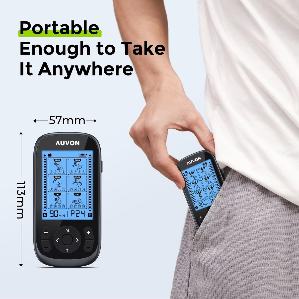 AUVON 3-in-1 TENS Machine, TENS EMS Muscle Stimulator with 40 Intensities for Gradual Shoulder, Sciatica, Back Pain Relief, 24 Modes Rechargeable TENS Unit Massager with 12 TENS Pads 🍁 All In One Marketplace Canada