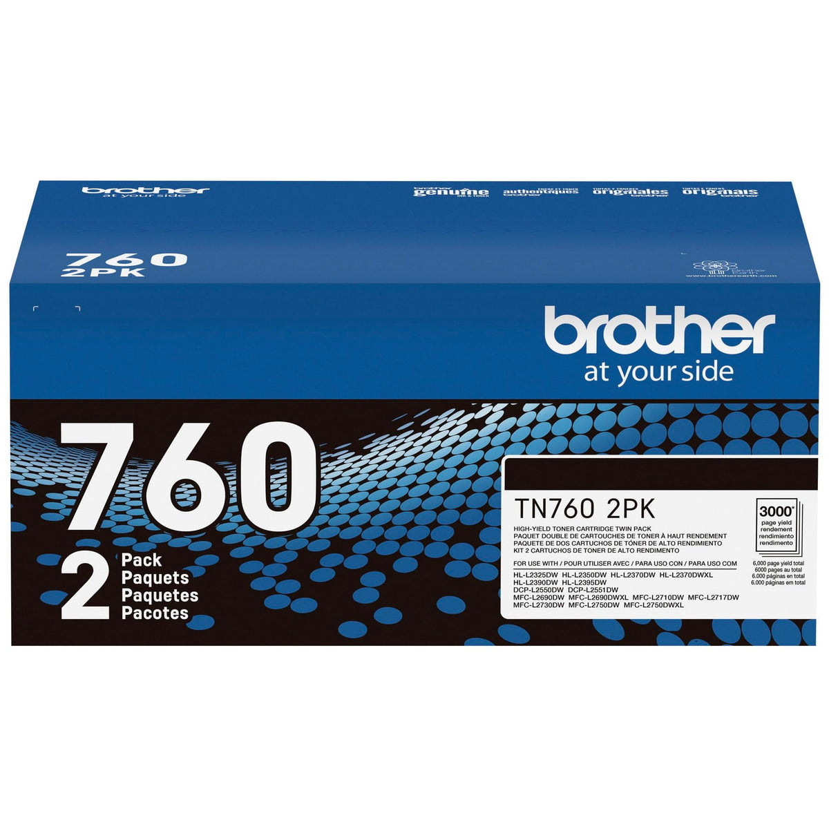 Brother Original TN760 High-Yield Black Toner Cartridge Value Pack (2), Higher Yield for Value, Original Toner Replacement cartridges,for Brother Laser Printers HL-L2395DW, DCP-L2550DW and More 🍁 All In One Marketplace Canada