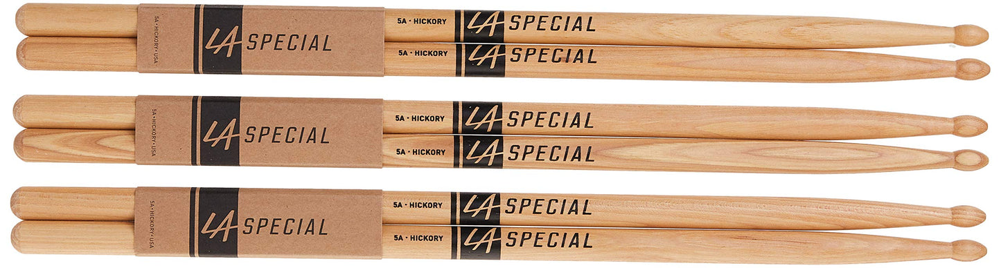LA Specials Hickory 5A Drum Sticks, Wood Tip, 3-Pair Pack 🍁 All In One Marketplace Canada