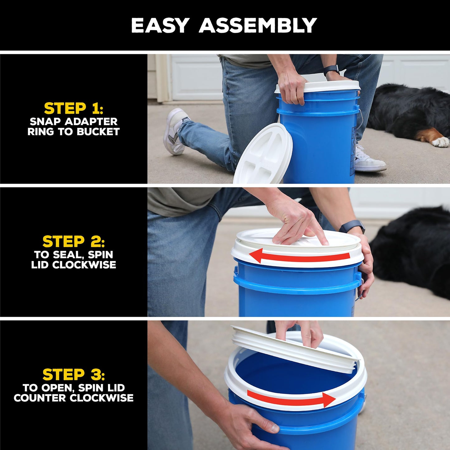 Gamma2 Gamma Seal Lid 3pk Combo for Utility Buckets - Fits 3.5, 5, 6 & 7 gallon buckets, Red, White & Blue, Made in USA 🍁 All In One Marketplace Canada