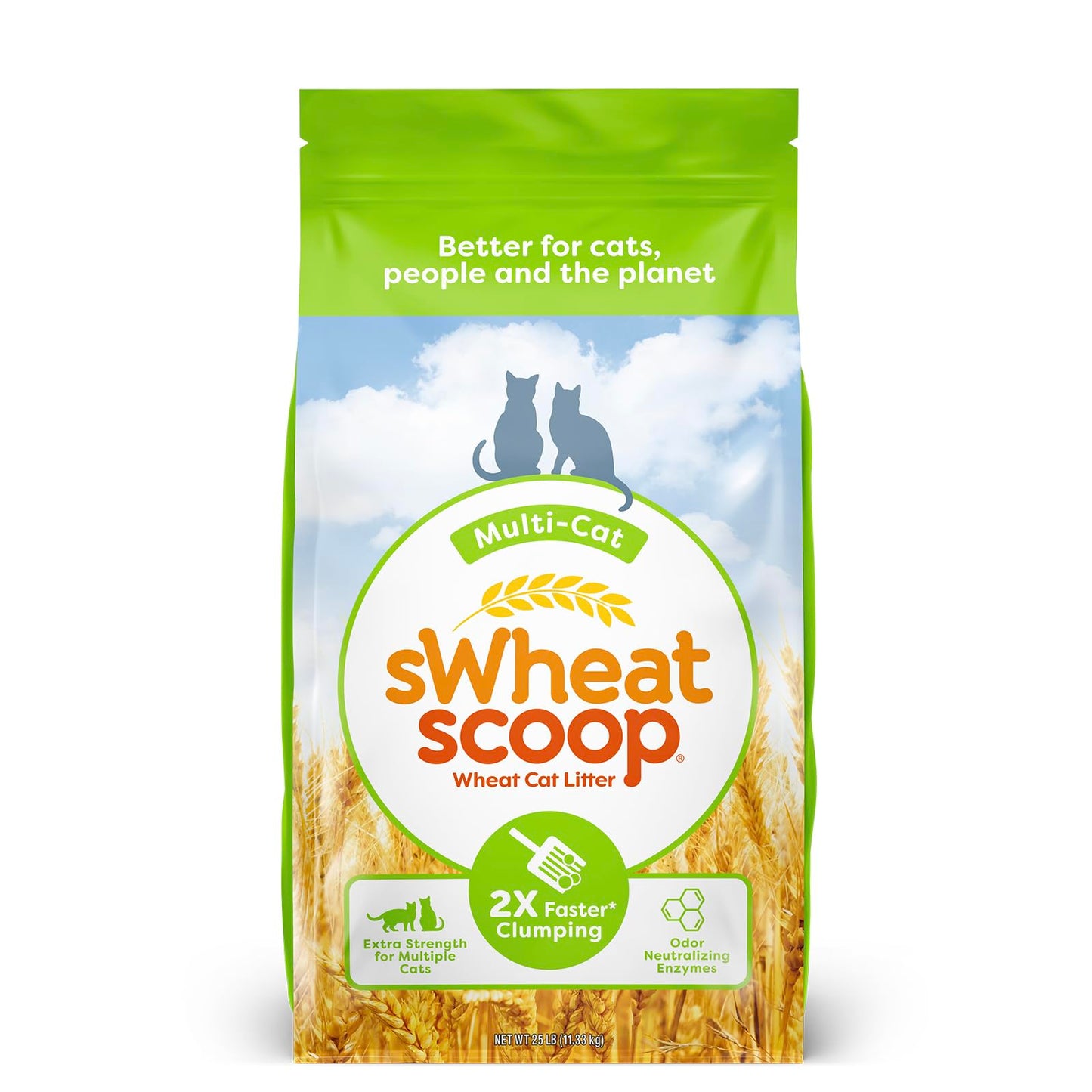 sWheat Scoop Natural Wheat Multi-Cat Litter, Superior Clumping with Odor Neutralizing Enzymes, 25 Pound Bag 🍁 All In One Marketplace Canada