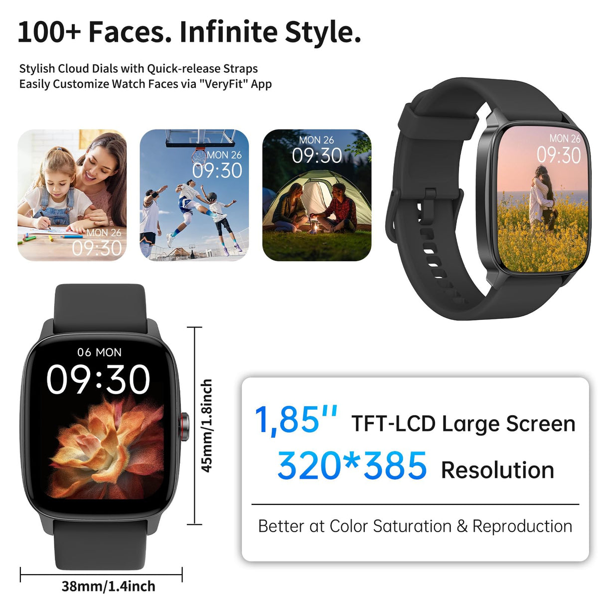 Smart Watch for Men Women, Bluetooth Call Smartwatch with AI Voice, 1.85" HD Fitness Watch, Heart Rate/Steps/Sleep Monitor, 100+ Sports Modes, IP68 Waterproof Watch for Android iOS 🍁 All In One Marketplace Canada