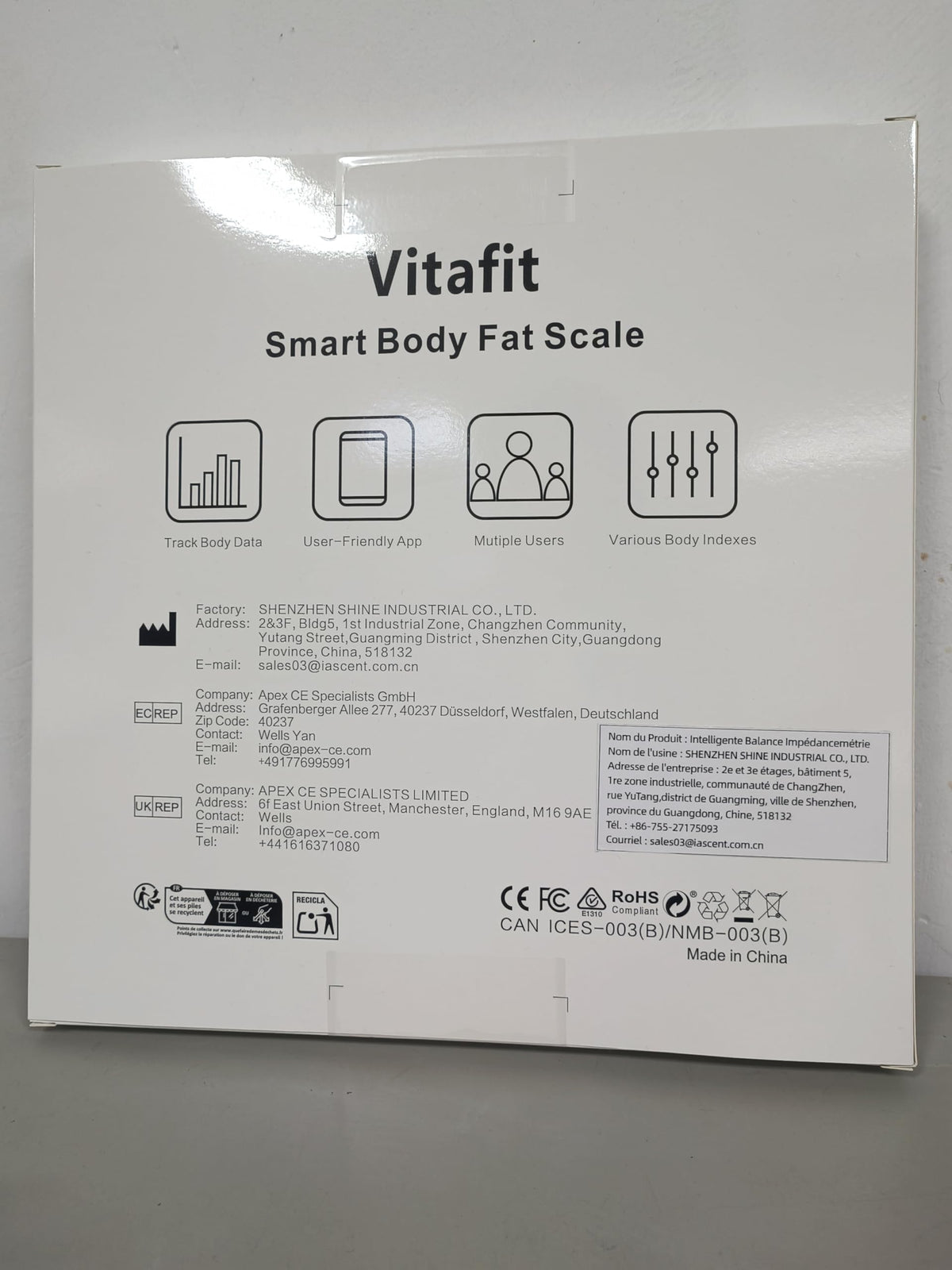 Vitafit Smart Weight Scale, High Accuracy 0.1lb by Our Professional Factory Since 2001, Scale Body Weight App Sync 13 Body Composition with BMI, Body Fat and Muscle, 400lb, LED, Black 🍁 All In One Marketplace Canada