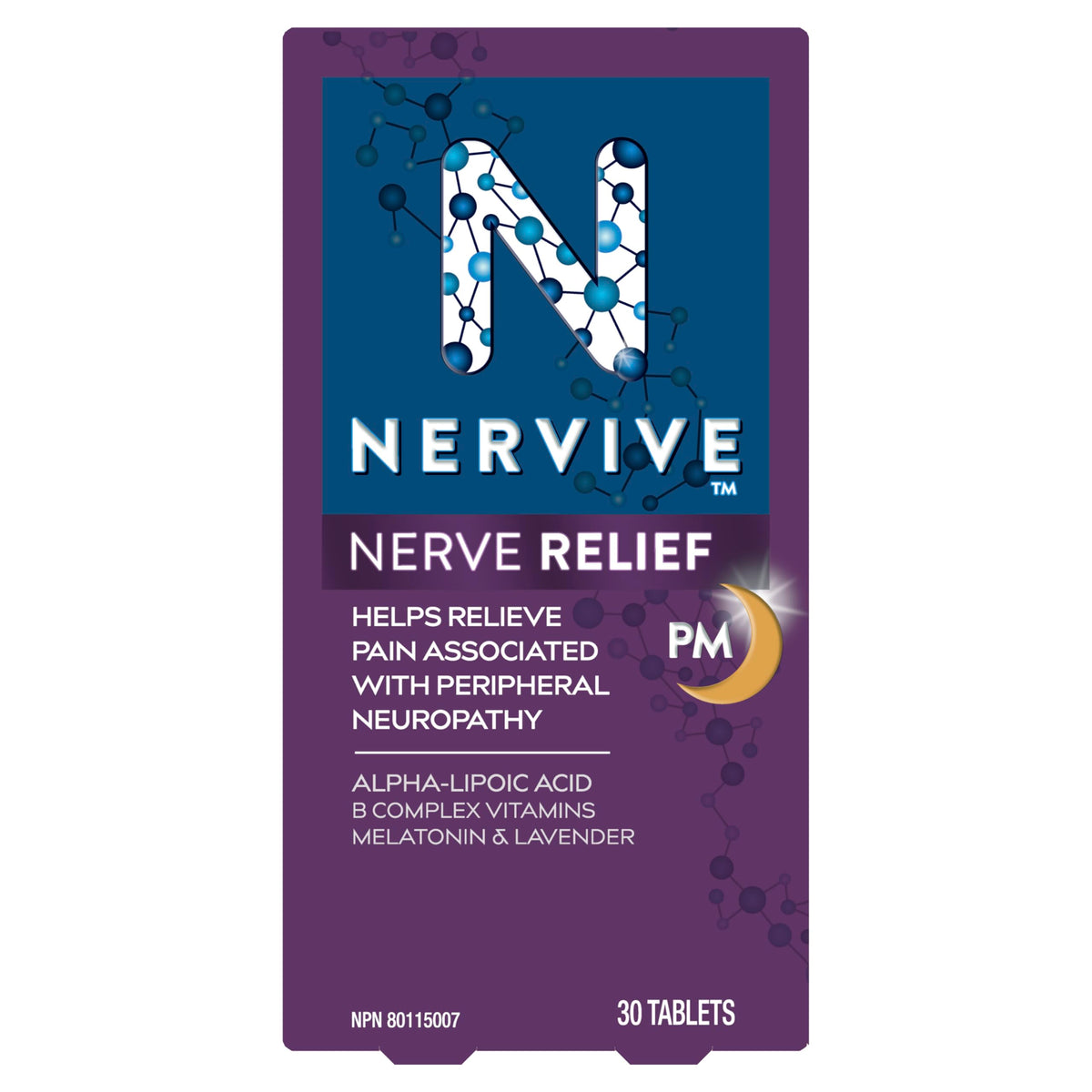 Nervive Nerve Relief PM, Helps Relieve Pain associated with Peripheral Neuropathy, Alpha Lipoic Acid ALA, Vitamins B1-Thiamine, B6, & B12, Melatonin, Chamomile, Lavender, 30-Night Supply, 30 Count 🍁 All In One Marketplace Canada