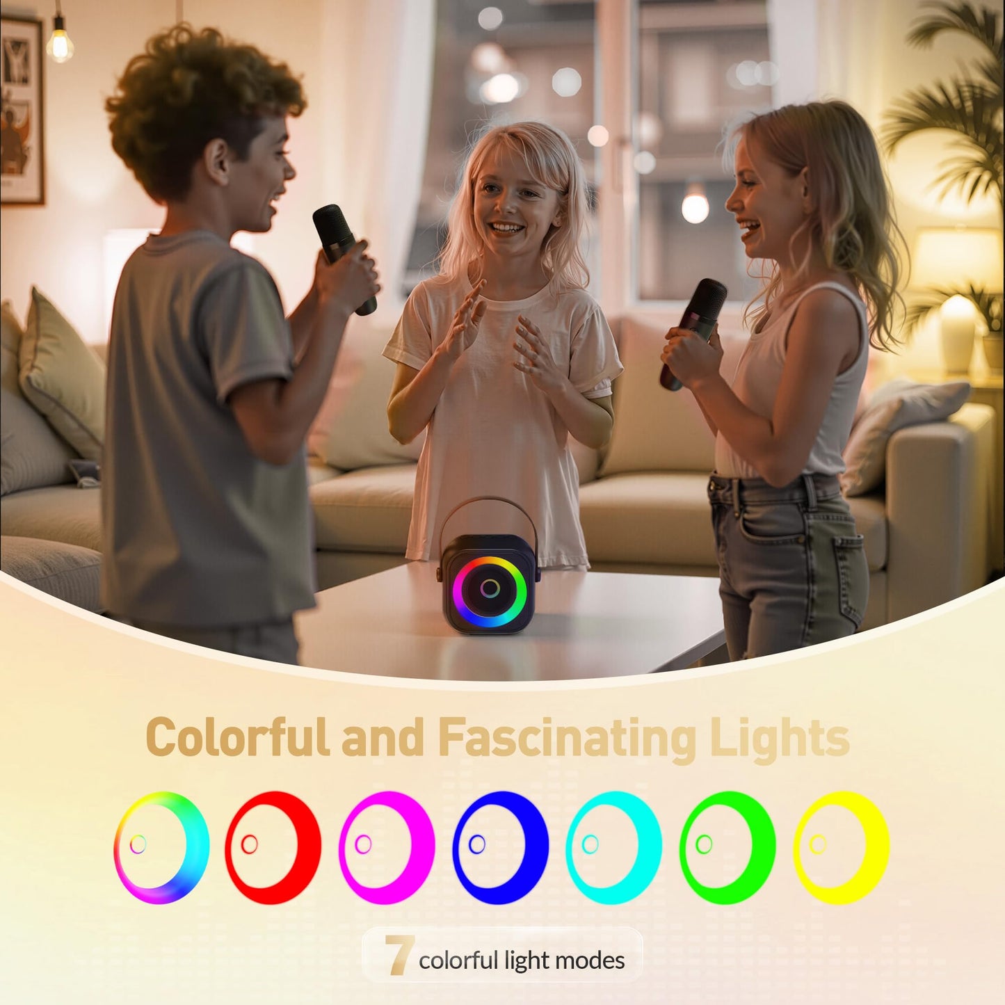 Mini Karaoke Machine, Portable Bluetooth Karaoke Speaker with 2 Wireless Microphones and Party Lights for Kids and Adults, Birthday Gifts for Girls Boys Family Home Party 🍁 All In One Marketplace Canada