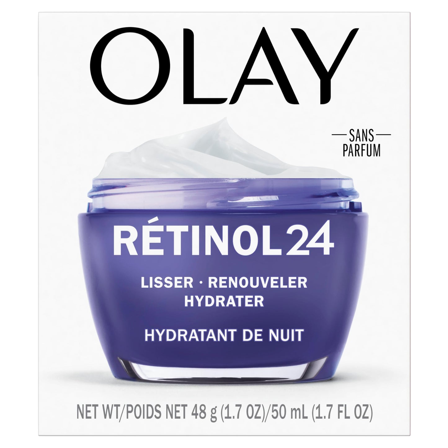 Olay Retinol 24 Face Moisturizer, Anti-Aging Night Cream for Women, Fragrance-Free, Non Greasy - Anti-Wrinkle, Smooth Fine Lines, Tightening, Hydrating Skin Care - Peptides, Glycerin, 50 mL 🍁 All In One Marketplace Canada