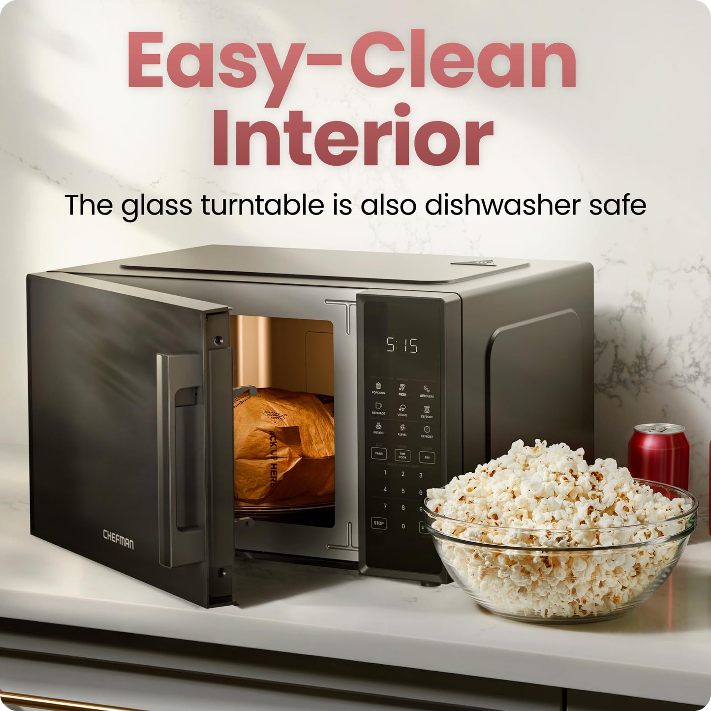 Chefman Countertop Microwave Oven 0.9 Cu. Ft., 900 Watts with 10 Power Levels, 6 Cooking Presets with One-Touch Express Cook, Eco Mode, Child Safety Lock, & Mute Button - Black 🍁 All In One Marketplace Canada