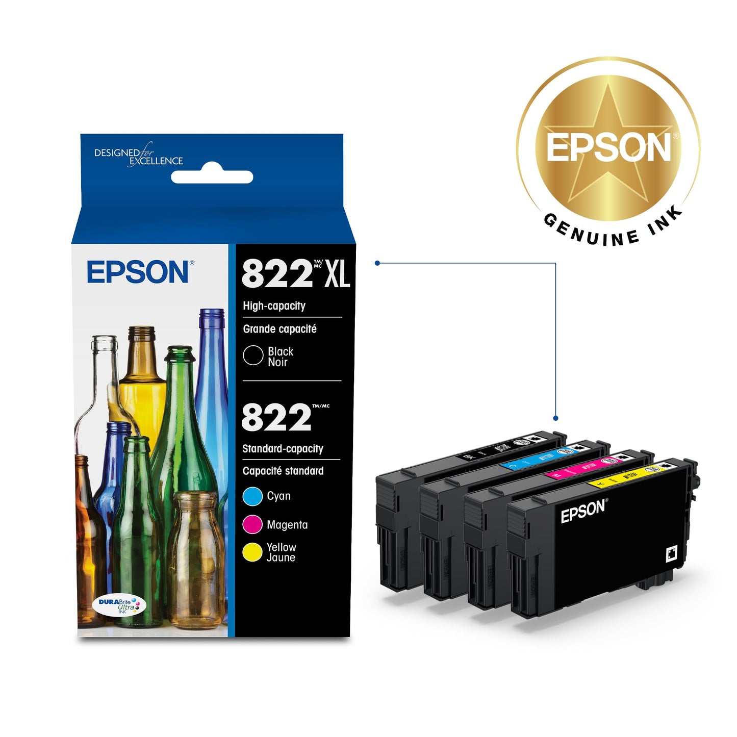 Epson 822 Genuine Ink Cartridge XL Black and Standard Color Combo Pack 🍁 All In One Marketplace Canada