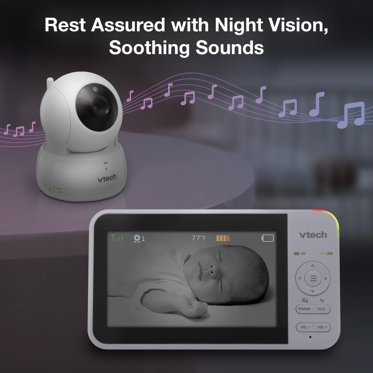 VTech VM924 Pan & Tilt Video Baby Monitor, 5" LCD Screen, Up to 17 Hrs Video Battery Life, Plug & Play, 1.33x Zoom, Night Vision, Up to 1000ft Range, Soothing Sounds, 2-Way Talk, Secured Transmission 🍁 All In One Marketplace Canada