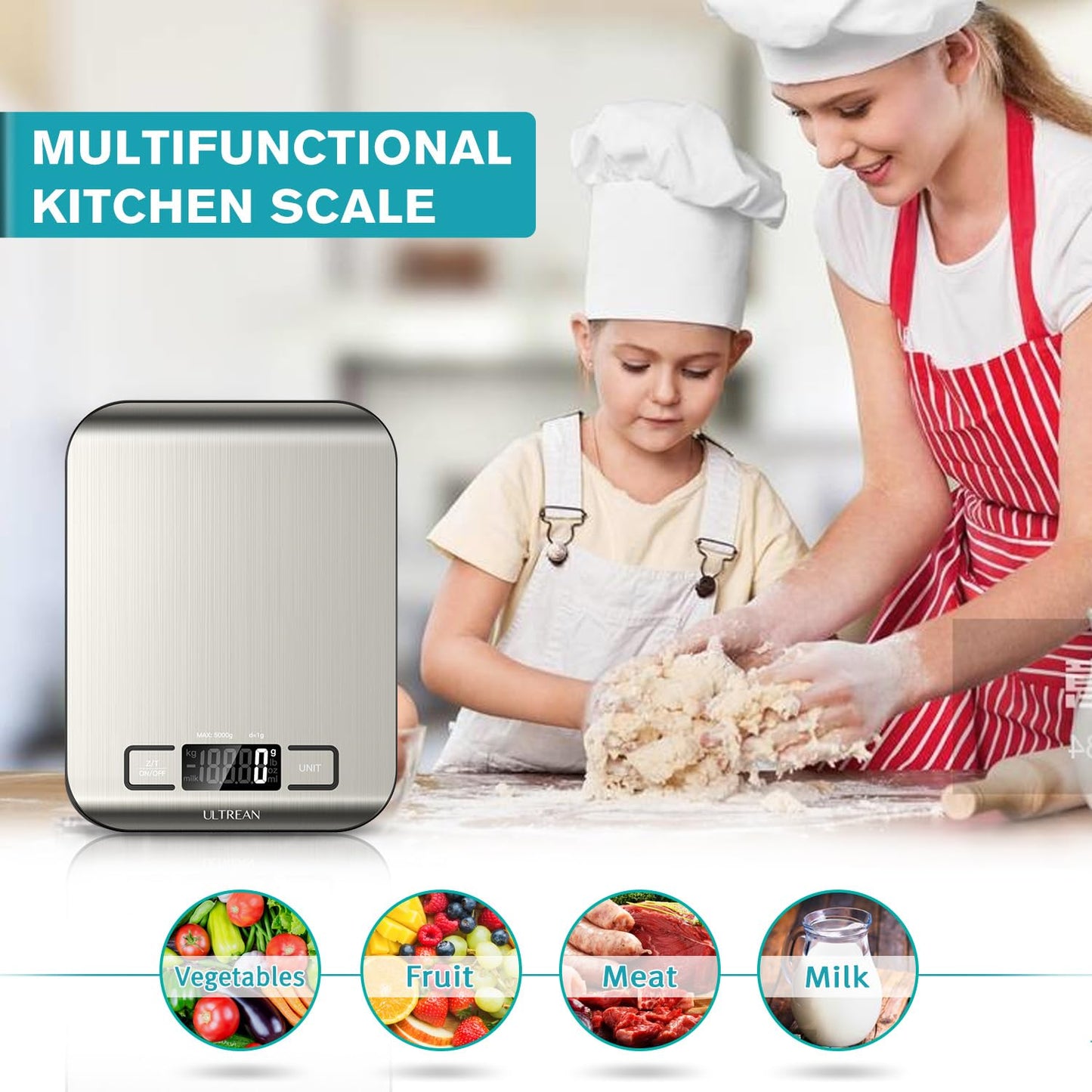 Ultrean Food Scale, Digital Kitchen Scale Weight Grams and Ounces for Baking and Cooking, 6 Units with Tare Function, 5kg/11lb (Batteries Included) 🍁 All In One Marketplace Canada