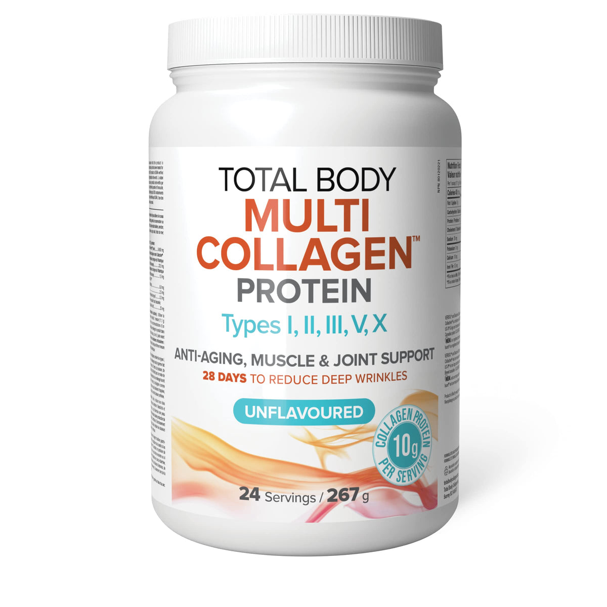 Natural Factors Total Body Multi Collagen Protein, 267g, Unflavoured, 10g of Hydrolyzed Collagen per Scoop, 24 Servings, Combines 5 Types of Collagen, Anti-Aging, Muscle & Joint Support, 28 Days to Reduce Wrinkles, Keto & Paleo Friendly, Proudly Canadian
