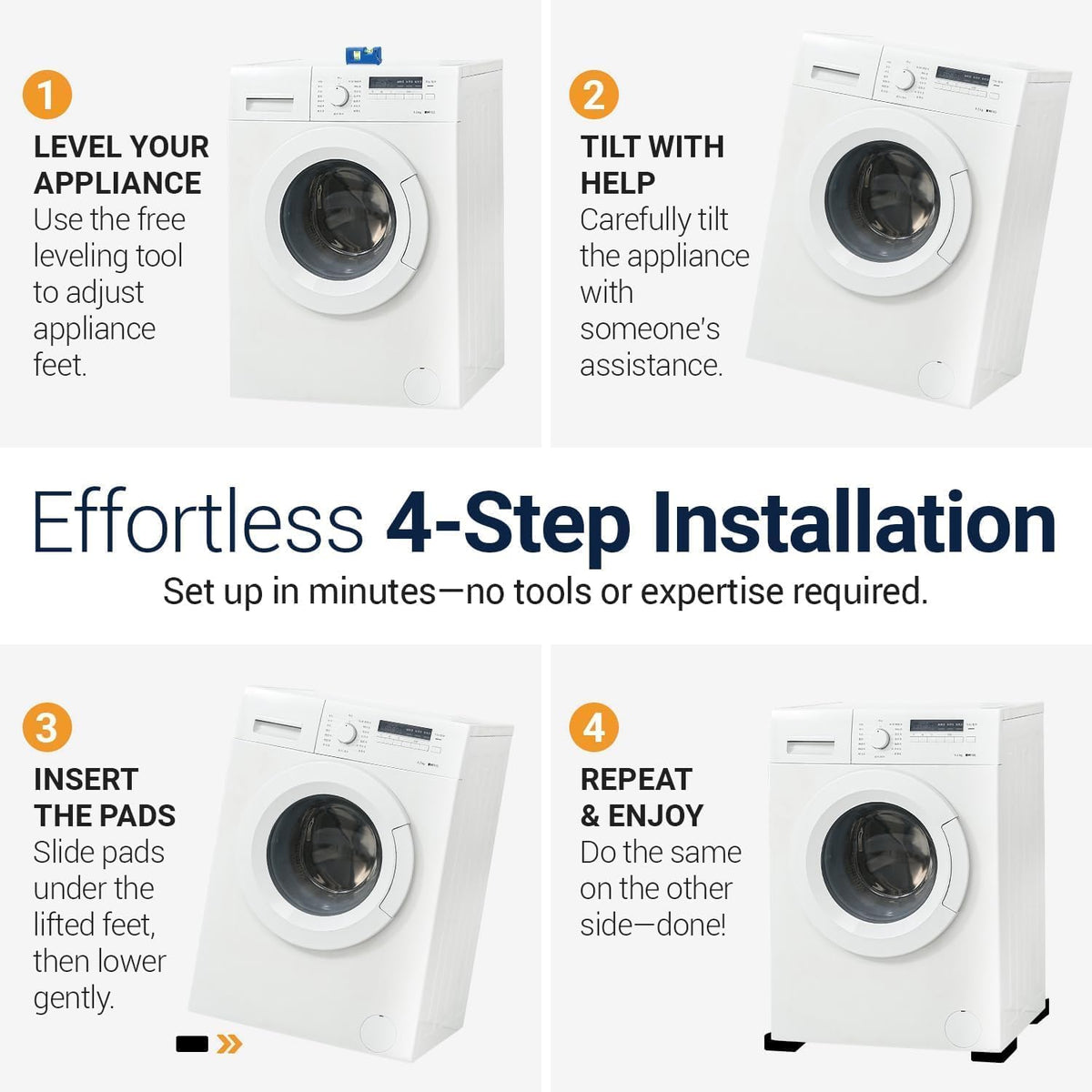 Anti Vibration Pads Washing Machine and Dryer (Set of 4) - Universal Washer Anti Vibration Pads with HexiGrip™ - Washing Machine Accessories & Leveling Pads - Vibration Dampening Mat 🍁 All In One Marketplace Canada