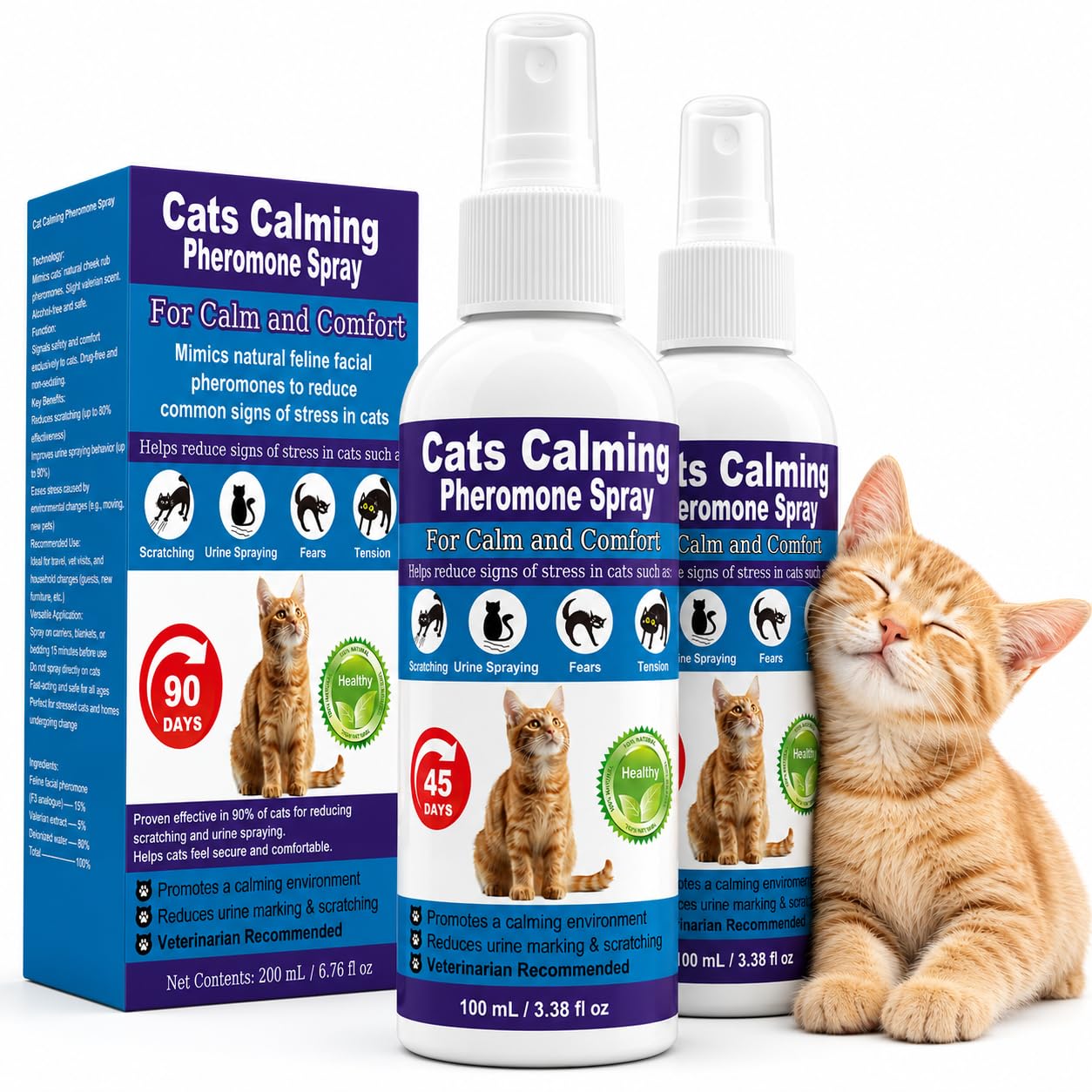 Cat Calming Spray & Cat Pheromone Spray – Stress & Anxiety Relief for Cats & Kittens, Reduces Scratching, Peeing & Marking, Safe Drug-Free Formula with F3 Cat Pheromones,2 Pack 🍁 All In One Marketplace Canada