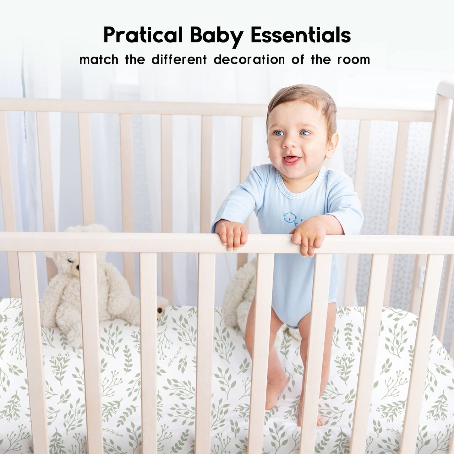 Yoofoss Baby Crib Sheets for Boys Girls, Fitted Crib Sheet 2 Pack for Standard Crib and Toddler Mattress, Super Soft Microfiber Baby Sheet 28x52x8in(Green+Leaf) 🍁 All In One Marketplace Canada
