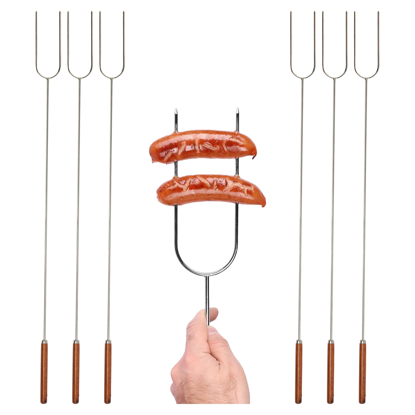 Coghlan's Camp Forks 6-Pack – 40" Solid Steel, Marshmallow Sticks with Wooden Handles | Heavy-Duty Camping Essentials for Fire Pit Roasting, BBQ Grilling & Outdoor Cooking 🍁 All In One Marketplace Canada