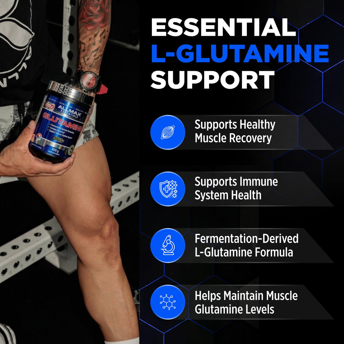 ALLMAX L-Glutamine Powder, Fermented, Unflavored, 400 g 🍁 All In One Marketplace Canada