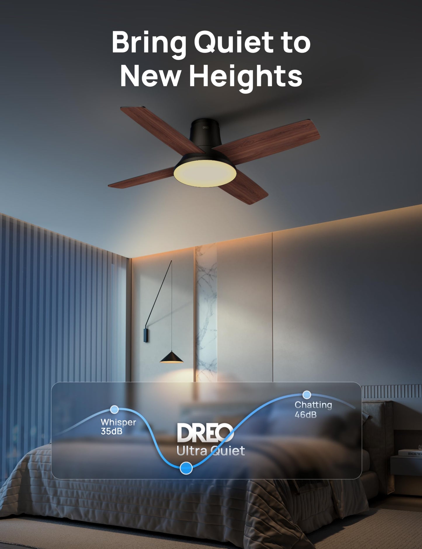 Dreo Ceiling Fans with Lights, 12 Speeds & 3 Fan Modes, Quiet DC Motor, Low Profile Easy to Install, Flush Mount Smart Ceiling Fan with Dimmable LED, 12H Timer for Bedroom, Remote, Black, 44'' 🍁 All In One Marketplace Canada