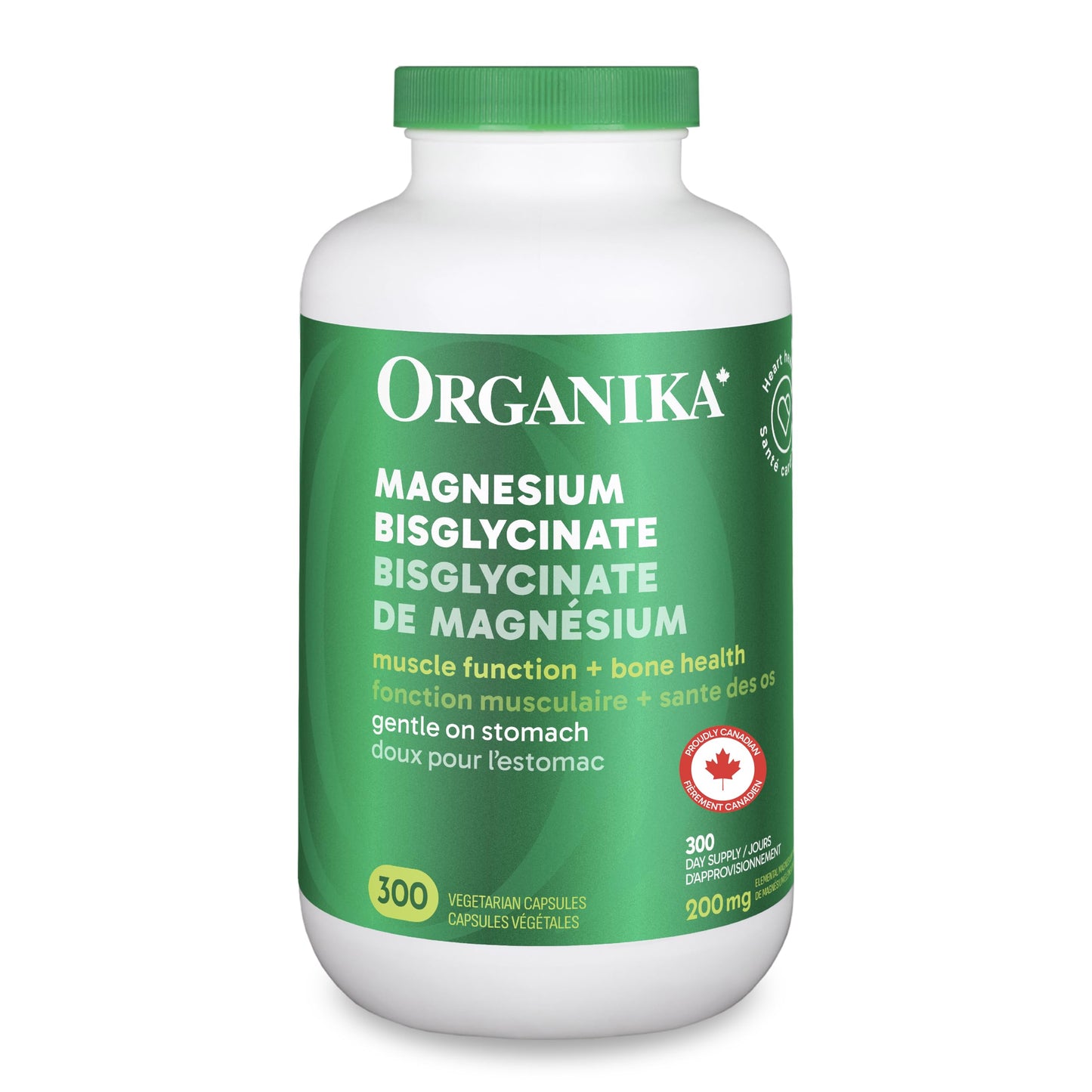 Organika Canadian-Made Magnesium Bisglycinate - 200mg, High Absorption, Muscle Recovery, Heart Support, 300vcaps 🍁 All In One Marketplace Canada