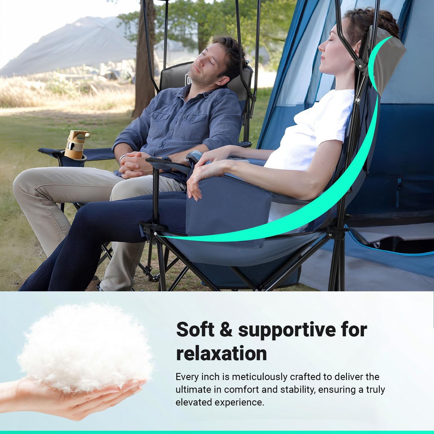 Overmont Beach Chair with Canopy Shade and Cooler - Support 330lbs Oversized Folding Camping Chair with Umbrella- Cup Holder - Cool Bag - Lounge Chair for Sand Travel Outdoor Pool Sports Blue 2pcs 🍁 All In One Marketplace Canada