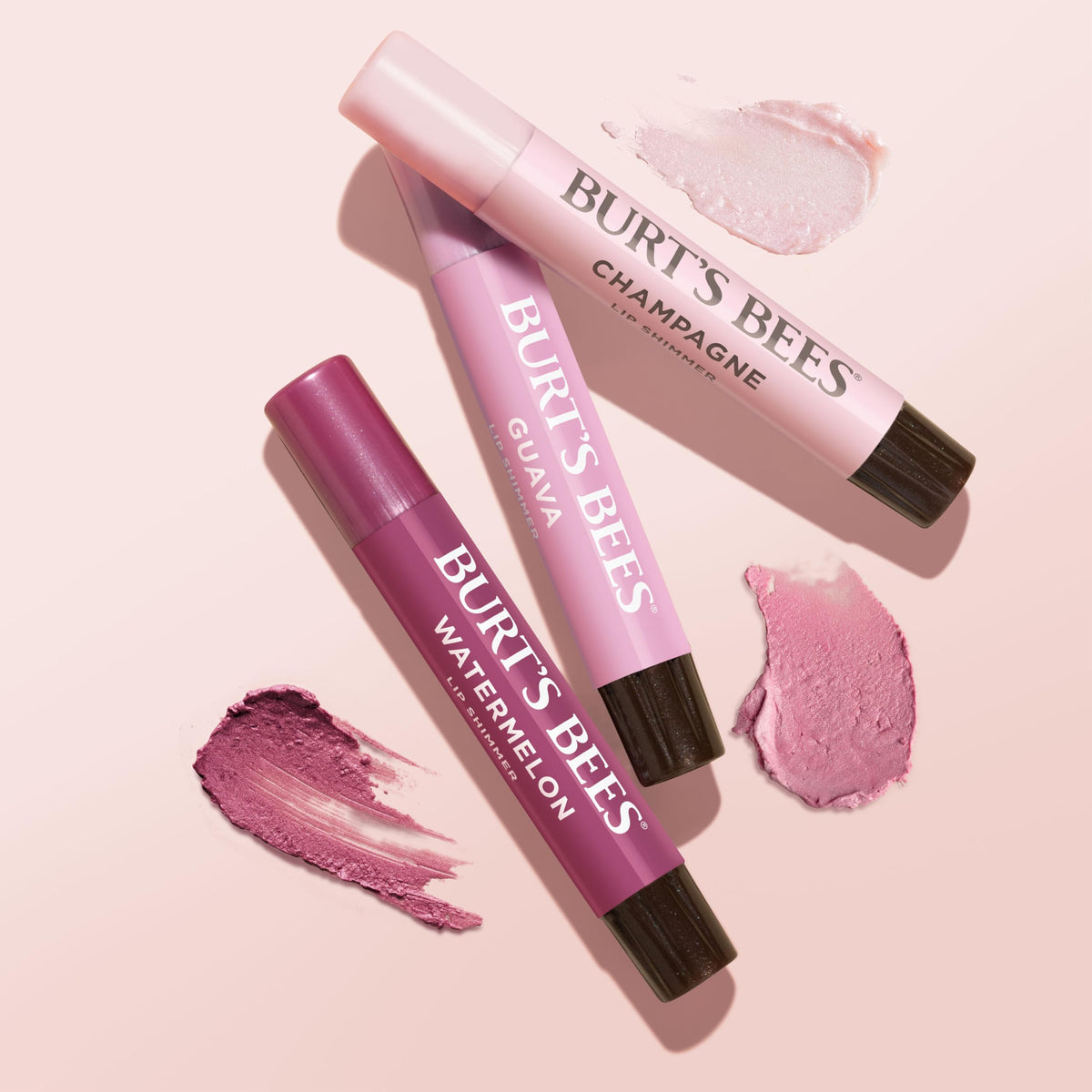 Burt's Bees Lip Shimmer, 100% Natural Origin Lip Gloss, Tinted Lip Colour | Get Soft and Hydrated Lips | Pack of 3 - (Pink) Champagne, Watermelon, Guava 🍁 All In One Marketplace Canada