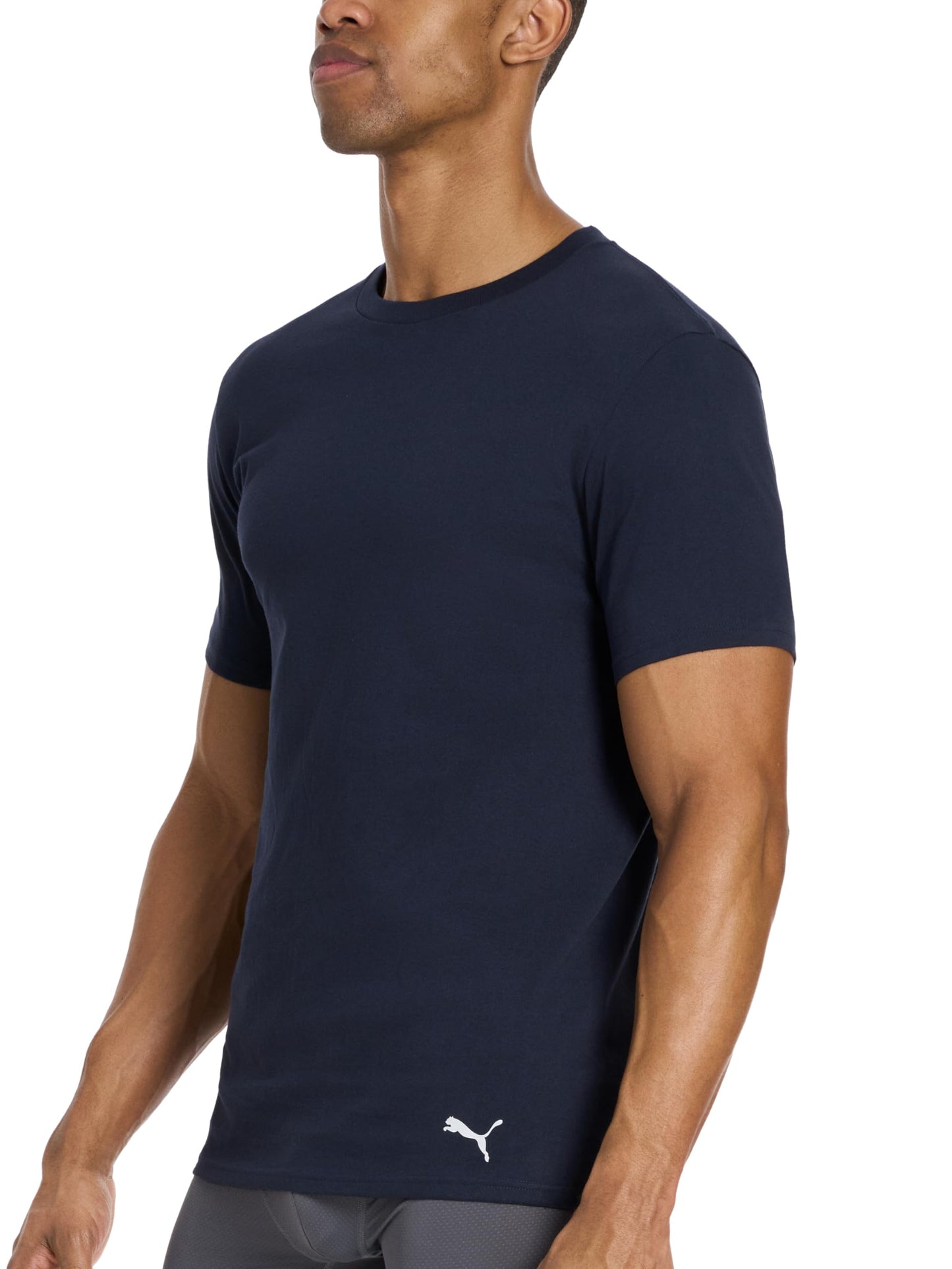 PUMA Men's 4 Pack Cotton Crewneck Short Sleeve T-Shirt, Black/Grey/White/Navy, Medium 🍁 All In One Marketplace Canada