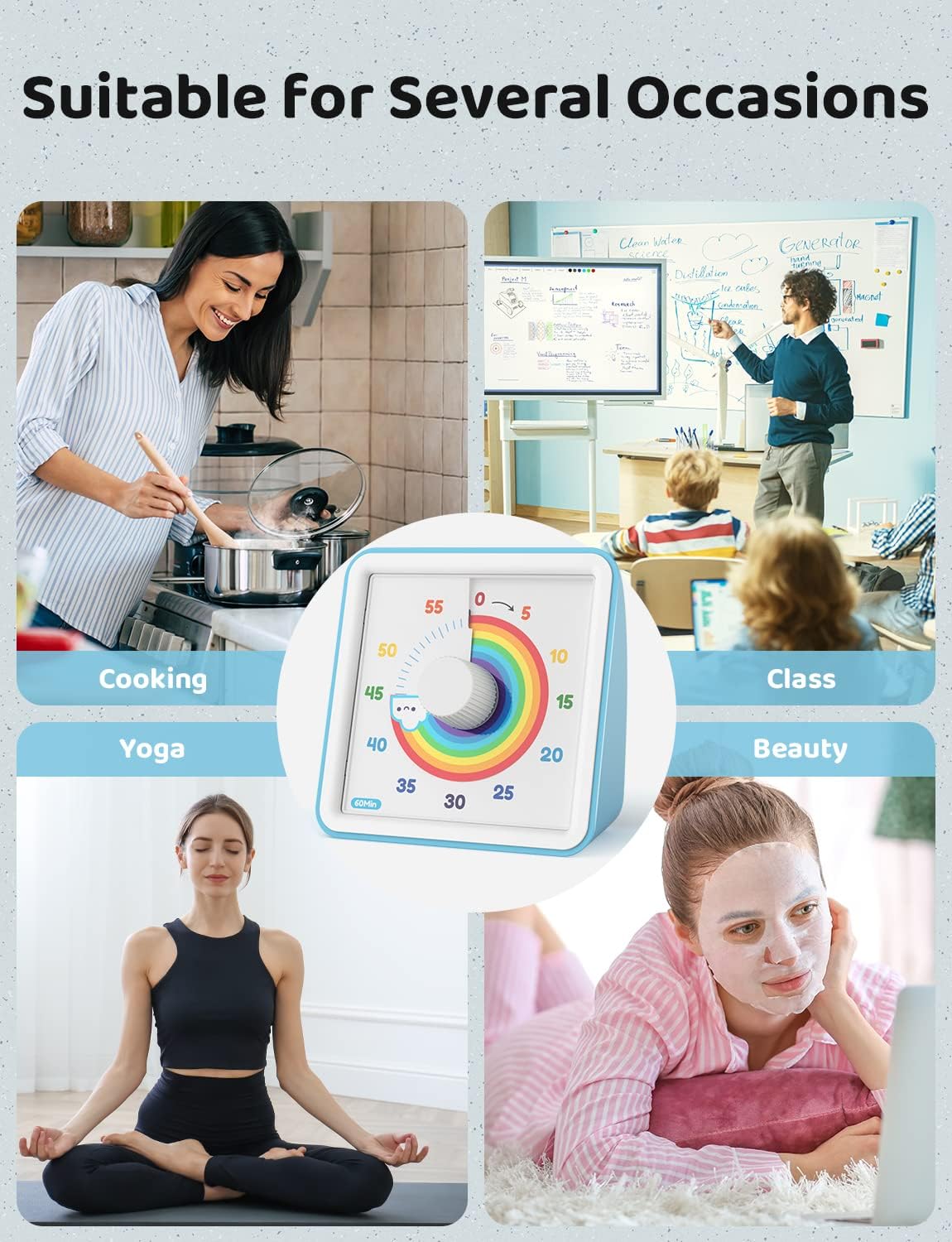 LIORQUE Visual Timer 60 Minute Countdown Timer for Kids Autism with Rainbow Pattern Design, Silent Time Management Tool, No Ticking 🍁 All In One Marketplace Canada