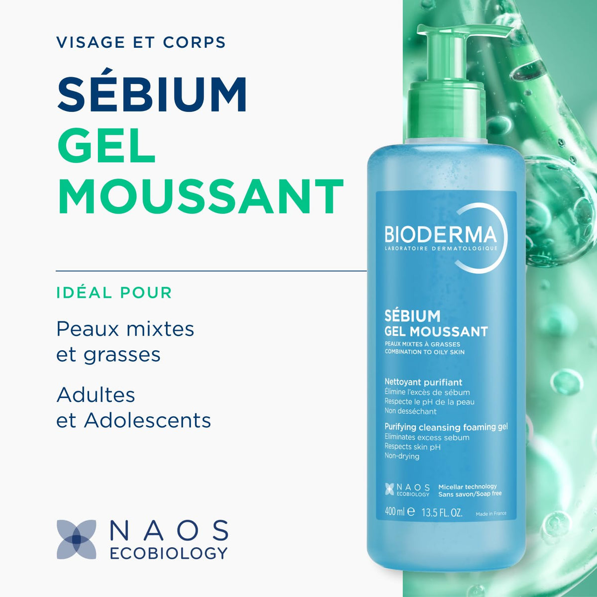 Bioderma Sébium Foaming Gel Gentle Face Cleanser Pump, Makeup Removing Cleanser, Skin Purifying Face Wash for Combination to Oily Skin 🍁 All In One Marketplace Canada