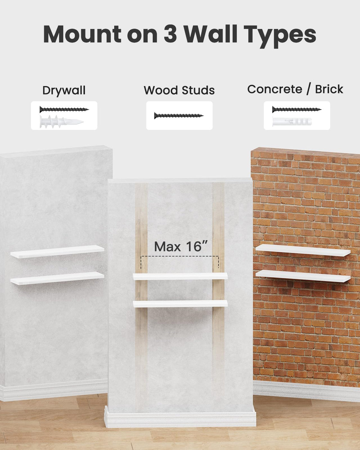 Amada 24 inch L Floating Shelves with Invisible Brackets, Set of 2, White 🍁 All In One Marketplace Canada