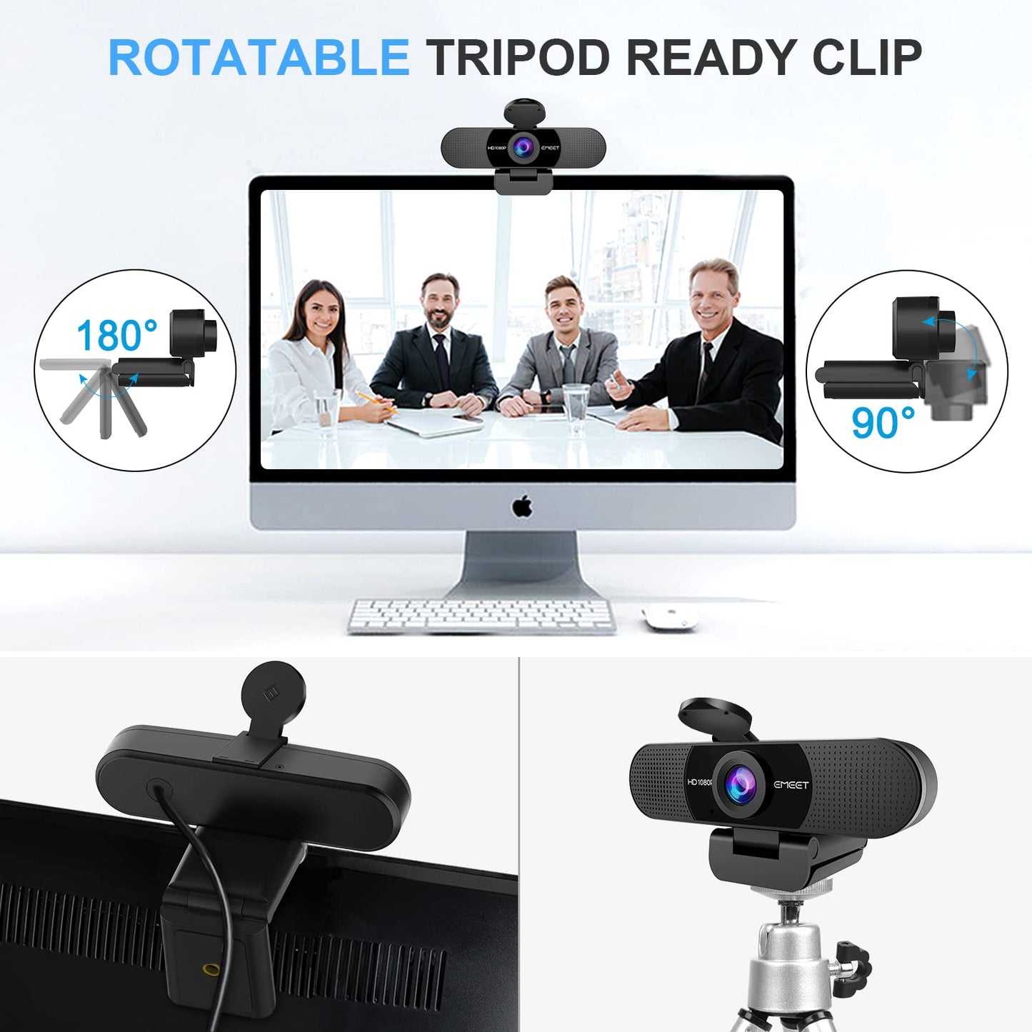 EMEET 1080P Webcam with Microphone, C960 Web Camera, 2 Mics Streaming Webcam, 90°FOV Computer Camera, Plug and Play USB Web Cam for Online Calling/Conferencing, Zoom/Teams/Facetime/YouTube, Laptop/PC 🍁 All In One Marketplace Canada