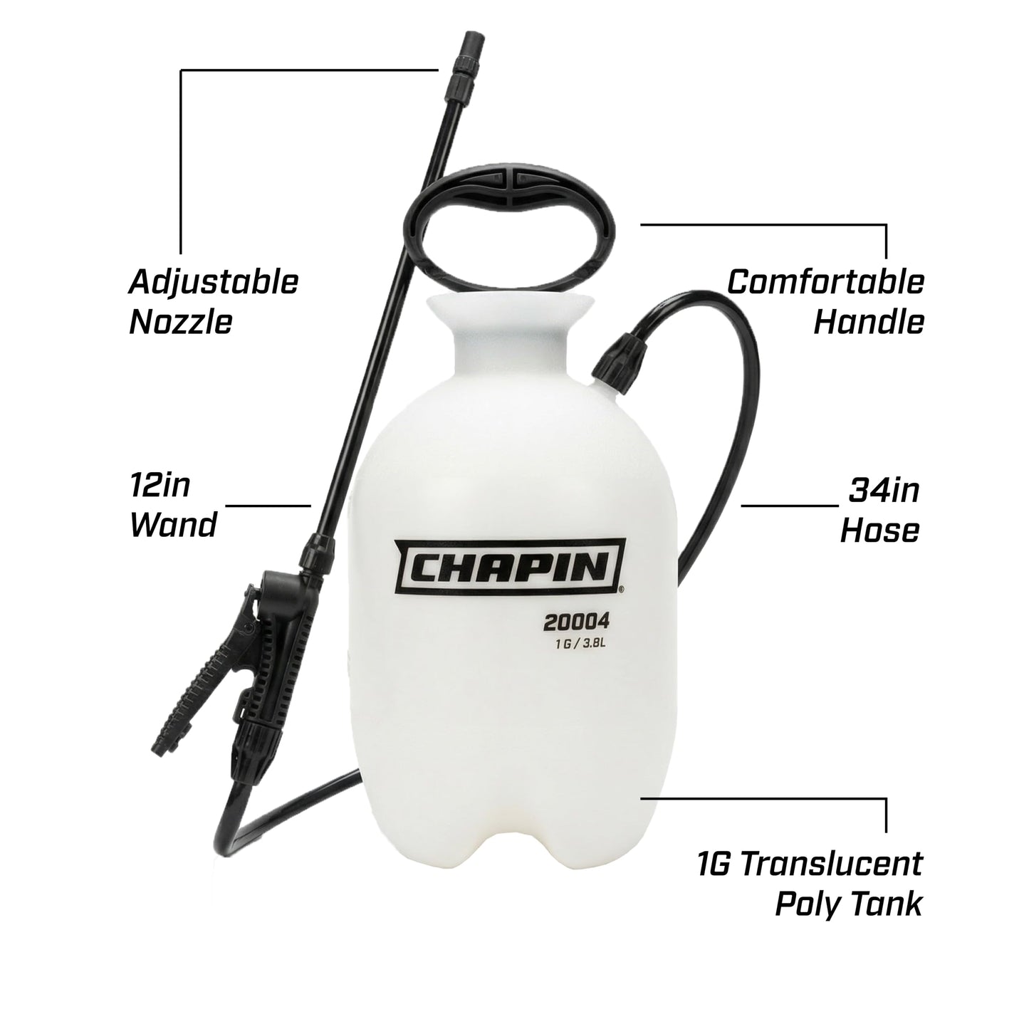 Chapin 20004 Sprayer Tank, Lawn and Garden, Hand Pump Pressured, Anti-Clog Filter, Adjustable Spray Nozzle, Spray Plants, Watering, Weeds, Fertilizer and Pests, White, 1 Gallon (4.5 Liters) 🍁 All In One Marketplace Canada