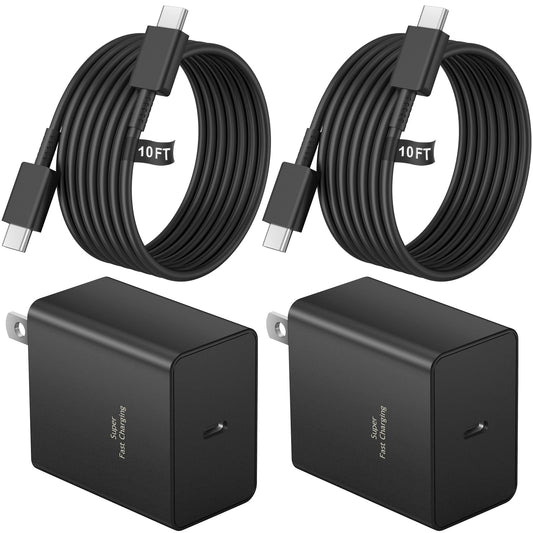 45 W Type C Charger Fast Charging,2-Pack USB C Fast Charger Adapter & USB C to USB C Cable,45W Super Fast Charger for Galaxy S24/S23/S22 Ultra/Plus/Note 20/S20/S21/Galaxy Tab S7/S8 (Black) 🍁 All In One Marketplace Canada